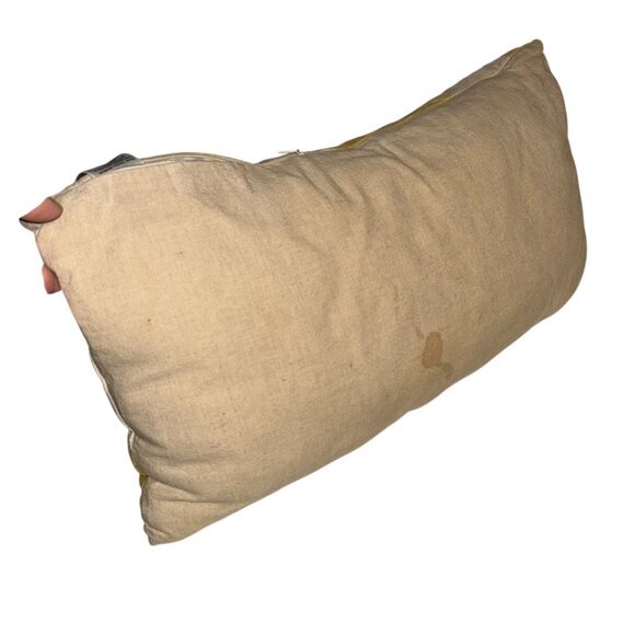 West Elm mustard gray Velvet Summer to Fall Geometric lumbar pillow cover MCM - Picture 2 of 3